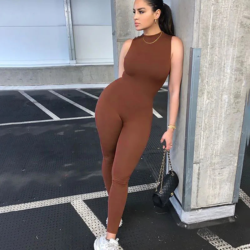 Pencil Jumpsuit Women New Full Seasons Casual Fitness Sporty Playsuit Sleeveless Slim Activewear All In One Jumpsuit Clothing - Matrix Studios