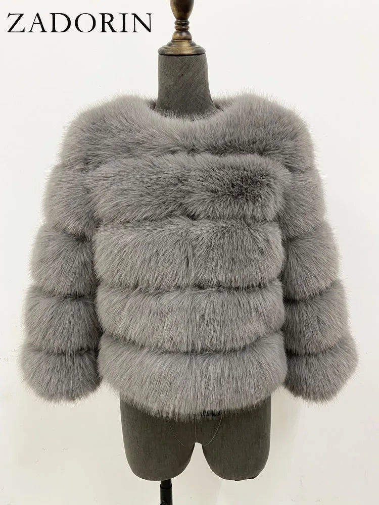 ZADORIN S-6XL Mink Coat Winter Black White Faux Fur Coat Woman Elegant Fluffy Faux Fur Jacket Top Short Fur Coats Woman Clothing - Matrix Studios