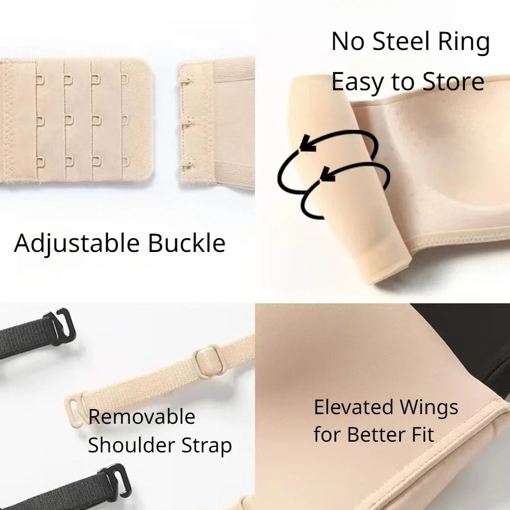 Strapless Bra for Women One-pieces Sexy Tops Seamless Bra Corset Traceless Nude Shaping Underwear Gathering Push Up Bra - Matrix Studios