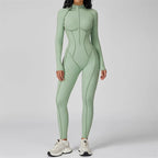 TRY TO BN Gym Jumpsuit Half Zipper Sports Stripe Fitness Bodysuit One-Piece Workout Activewear Tights Woman Suits Yoga Clothing - Matrix Studios