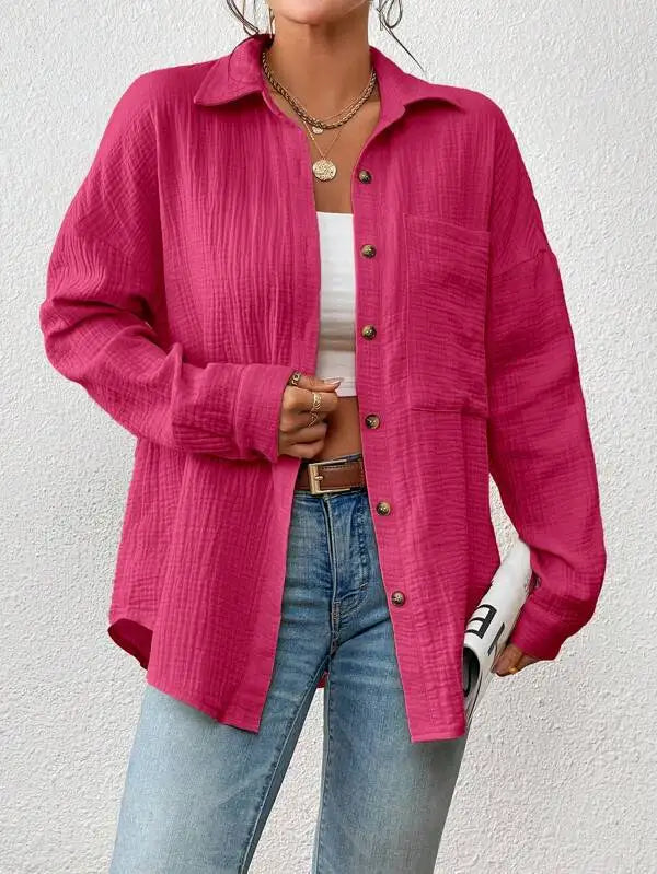 Summer 100% Cotton Women Shirts Casual Turn Down Collar Shirt Top Long Sleeve Top Office Lady Elegant Blouses for Women Blusas - Matrix-studios.com