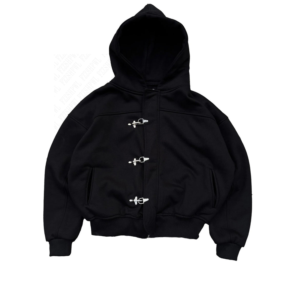 Fashionable American retro y2k design sense high street personality button solid color hoodie long sleeve pullover hoodie jacket - Matrix Studios