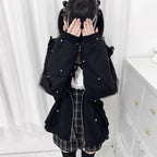 Bunny Hoodie Hoodies Y2K Rabbit Ear Hoodie Lolita Jacket Bow Girls Pearl JK Japan Lace Kawaii Zipper Cardigan Long Sleeved Top - Matrix Studios