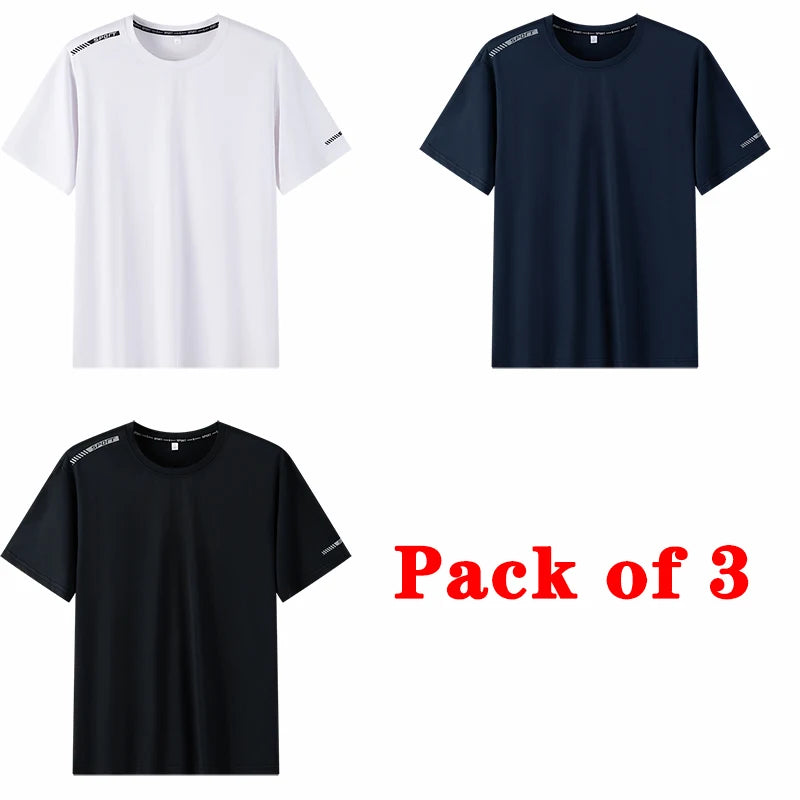 Plus Size T-shirt Men for 110-175kg Pack of 1/3 Breathable Quick Dry Tees Big Oversized Round Neck Short Sleeve Sport T-shirt - Matrix Studios