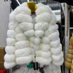 Real Fox Fur Turn-down colla coat With Genuine Leather Wholeskin Natural Fox Fur Jacket Outwear Luxury Women Winter New - Matrix Studios