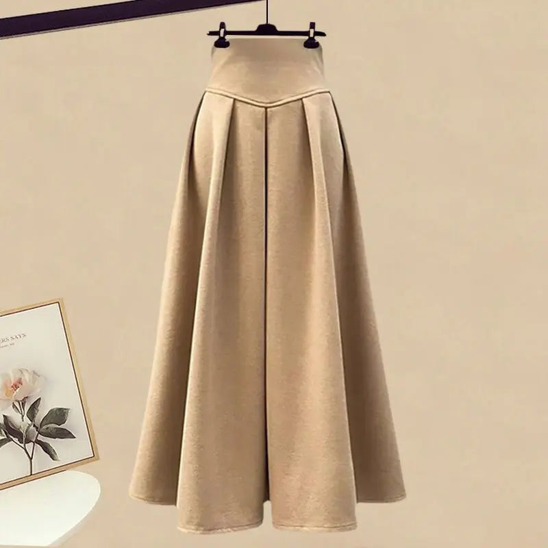 2026 Spring/Autumn New Korean Elegant Splice Fake Two Piece Knitted Sweater Dress Matching Set Women's Chic Pullover Skirt Set - Matrix-studios.com
