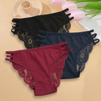 3PC/Set Women's Sexy Floral Lace Panties Low Rise Hollow Out Briefs Transparent Underwear Female Elastic Straps Soft Lingerie - Matrix Studios