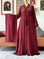 New Women Elegant Dress Chiffon Open Abaya with Zipper Muslim Women Dress Islamic Clothing Cardigan Abaya Women Muslim Dress - Matrix-studios.com