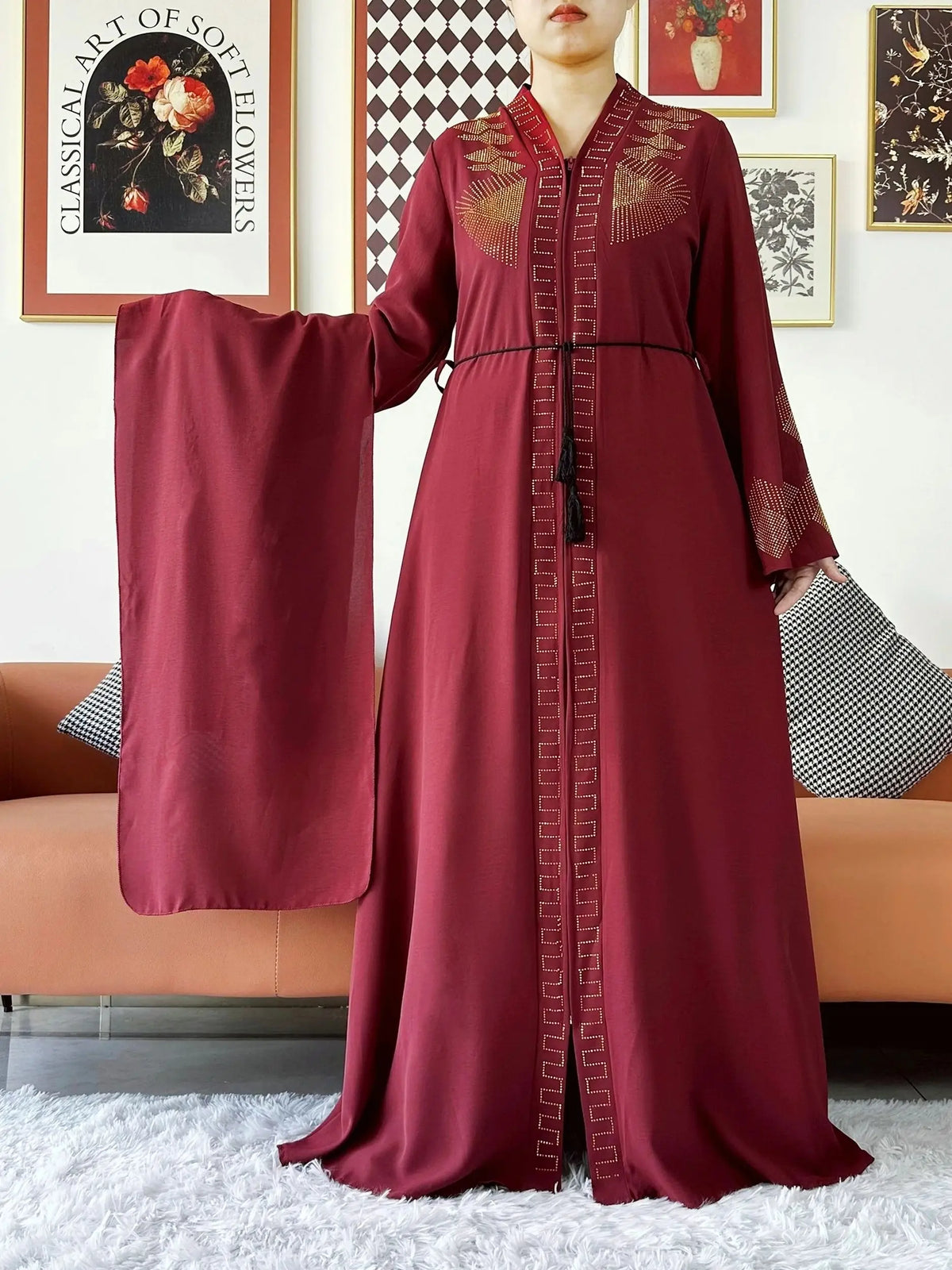 New Women Elegant Dress Chiffon Open Abaya with Zipper Muslim Women Dress Islamic Clothing Cardigan Abaya Women Muslim Dress - Matrix-studios.com