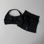 2 Pieces Yoga Suit for Women Seamless Fitness Gym Clothes Halter Sports Bra Matching Shorts Workout Sets Gym Set Outfit - Matrix-studios.com