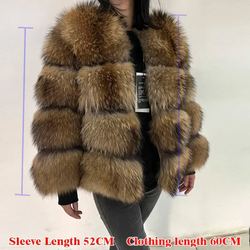 MAOMAOKONG Super Hot Winter Women Luxury Thick Real Raccoon Fur Coat Natural Fox Fur Jacket Plus Size Furry Jackets Female Vest - Matrix Studios