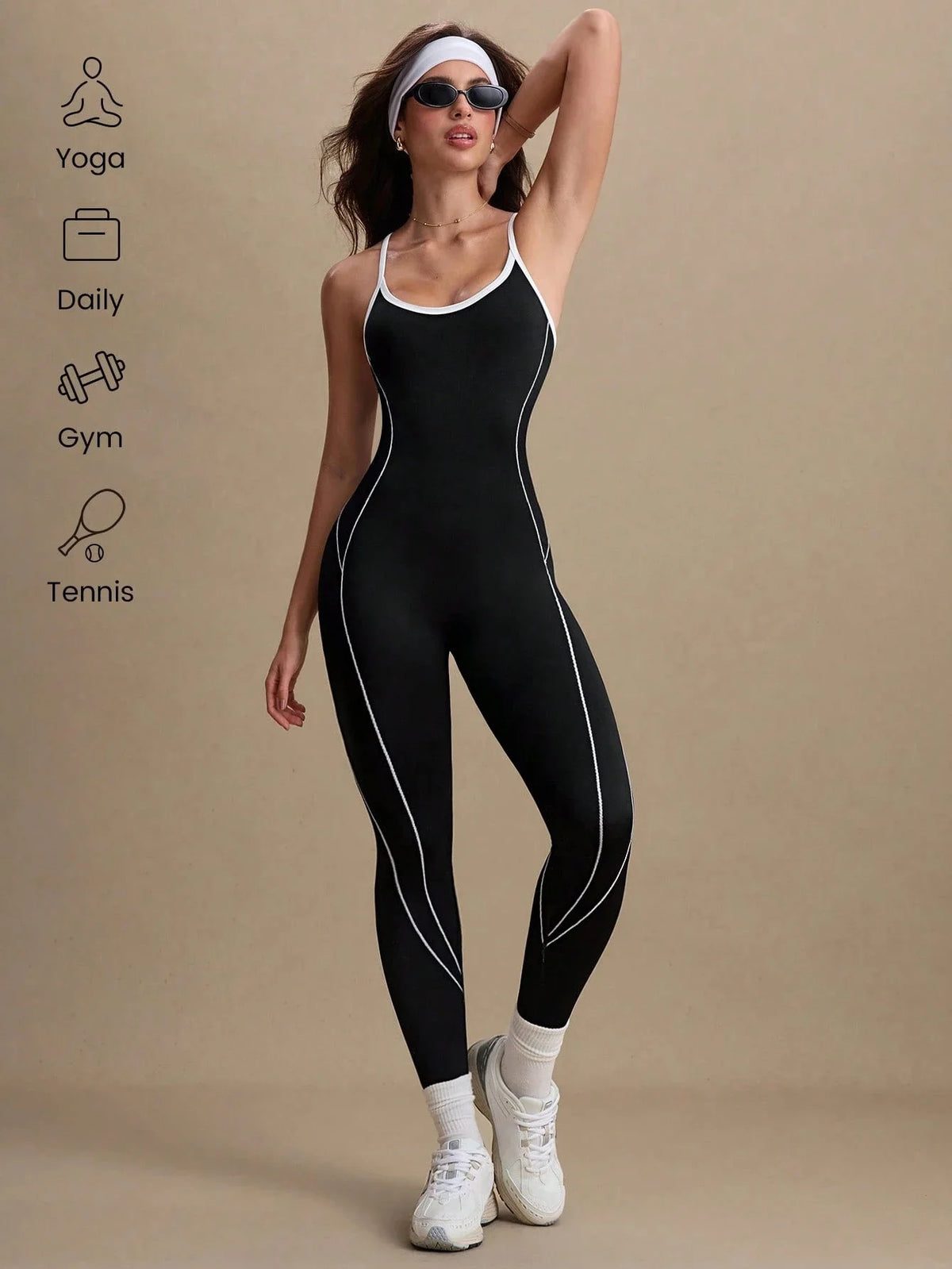 Women Seamless Yoga Jumpsuit Workout Bodysuit Tummy Control Butt-Lifting Gym Clothes Sleek Sportswear Striped Athletic Outfit - Matrix Studios