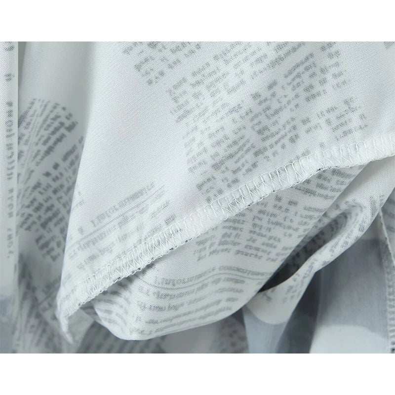 YENKYE New Women Newspaper Letter Print Irregular Hem Sling Dresses Fashion Backless Thin Straps With Chain Summer Sexy Dress - Matrix-studios.com