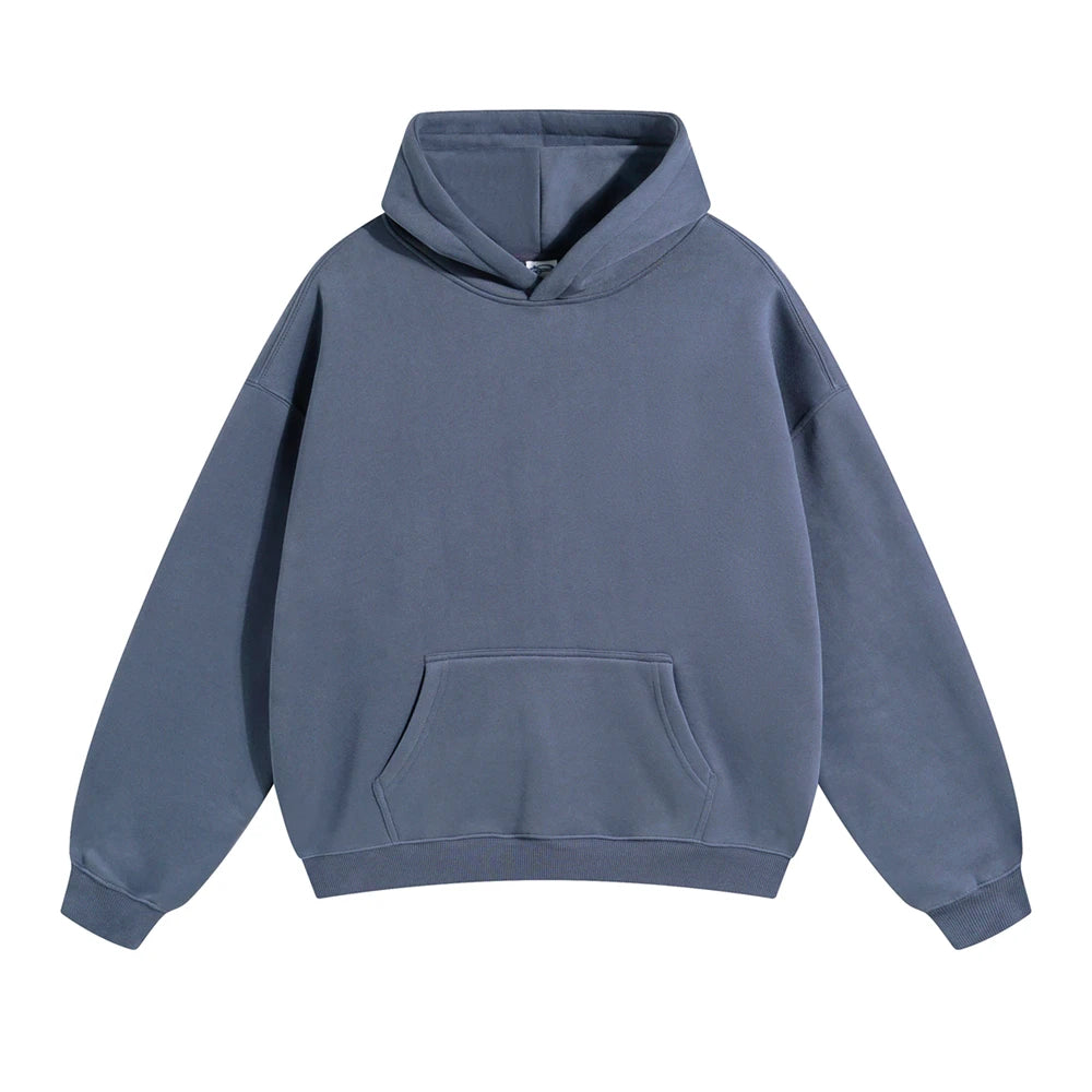 ZODF New Thick 350gsm Fleece Hooded Hoodies For Men Unisex Winter Oversized Loose Basic Solid Sweatshirts Pullovers Coats HY0631 - Matrix Studios