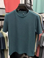 Summer Mesh Ice Silk T-shirt Men's Short Sleeve Round Neck 2026 New Half Sleeve Men Thin Solid Color Tees Top - Matrix Studios