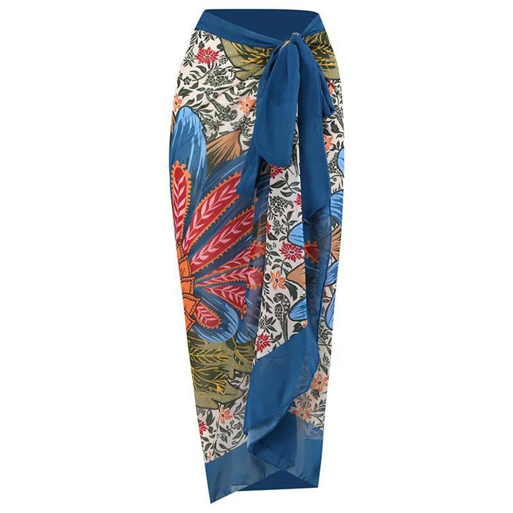 2026 New Sexy Print Retro Swimwear Beach Dress Cover Up Long Skirts Skirt Party Outfits Swimsuit Beachwear - Matrix Studios