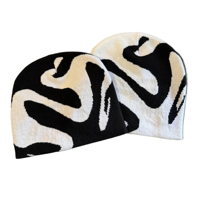 Trendy Knit Beanies Winter Jacquard Windproof Warm Hat Outdoor Colorful Casual Fashion Pullover Cap