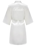 RB91 2017 Fashion Silk Bride of Mother Robe with Gold Letter Sexy Women Short Satin Wedding Kimono Sleepwear Get Ready Robe - Matrix-studios.com