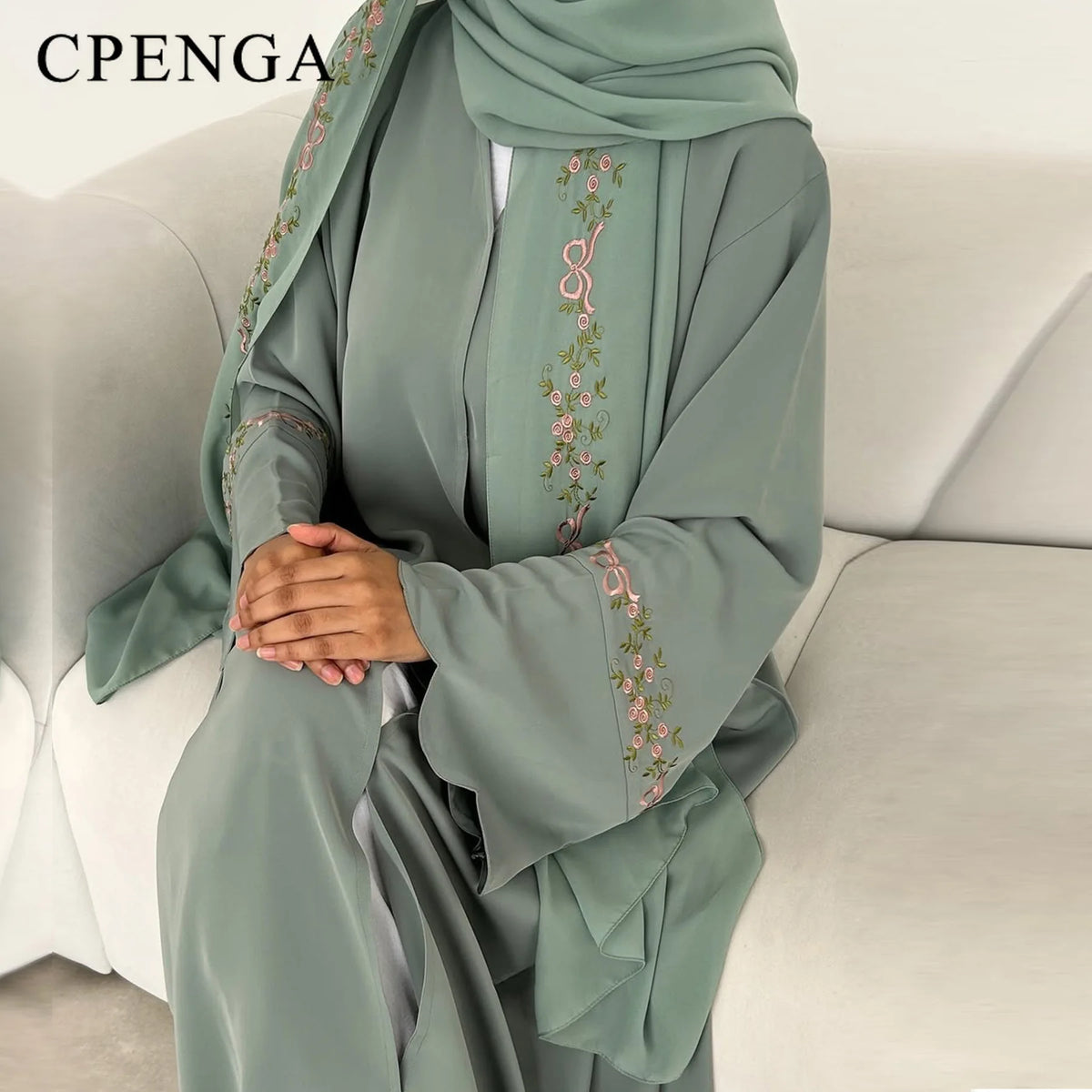 Luxurious Floral Embroidery Hijab Dress for Muslim Women Elegant Dubai Modest Abaya Eid Islam Party Jalabiya Turkey Kaftan Robe - Matrix-studios.com