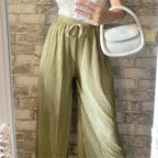 2025 Women's Pleated Loose Ice Silk Korean Casual Cropped Pants Wide Leg Trouse Home Classic Sports Wear Girls Clothes Black Top - Matrix-studios.com