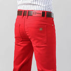 Men's Colorful Denim Stretch Stretch Jeans New Elastic Yellow Pink Red Slim Male Clothing Simple Business Denim Trousers - Matrix Studios