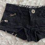 Hip Hop Fashion Street Clothing Graphic Printing Style Women Black Shorts Ins Y2K Goth Slim Denim Shorts - Matrix Studios