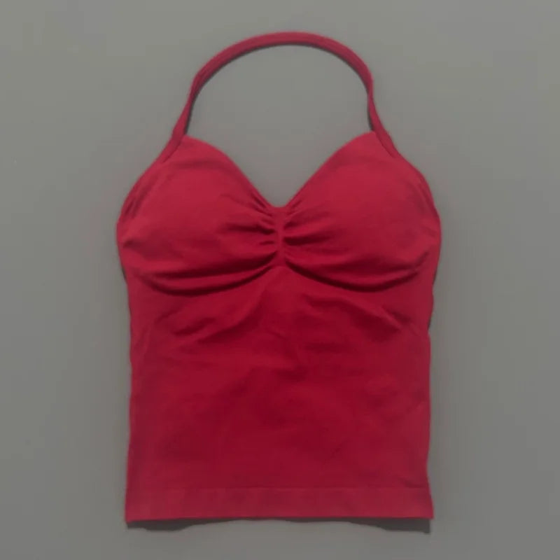 Women Solid Color Yoga Sports Tank Top Sleeveless Quick Dry Breathable Elastic Slim Fit Gym Workout Running Fitness Soft Skin - Matrix-studios.com