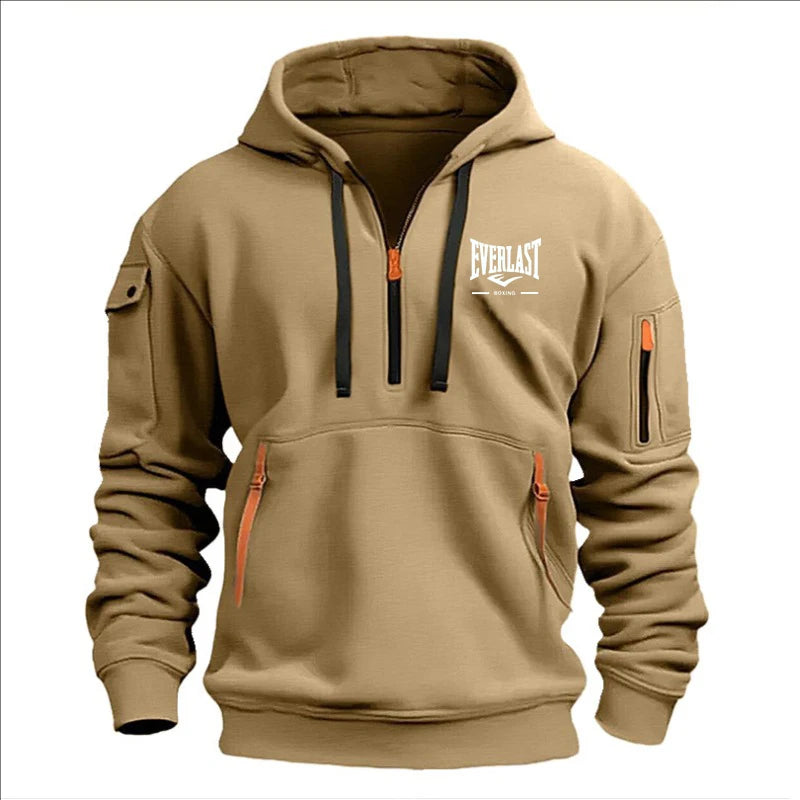 Fashion autumn and winter men's brand clothing multi-zipper design printed hoodie casual sweatshirt loose hooded jumper - Matrix Studios