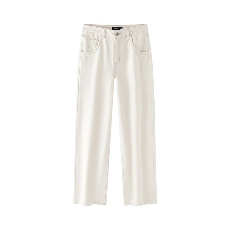Semir Jeans Women Wide Leg Fleece Lined Comfortable High Waist Winter 2025 New Floor-Length Pants with Leg-Elongating Effect - Matrix-studios.com