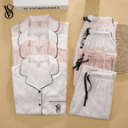 Victoria's Secret Soft Breathable Button Down Pyjama Suit Womens Silk Satin Pajamas Set Short Sleeve Shorts Sleepwear Loungewear - Matrix-studios.com