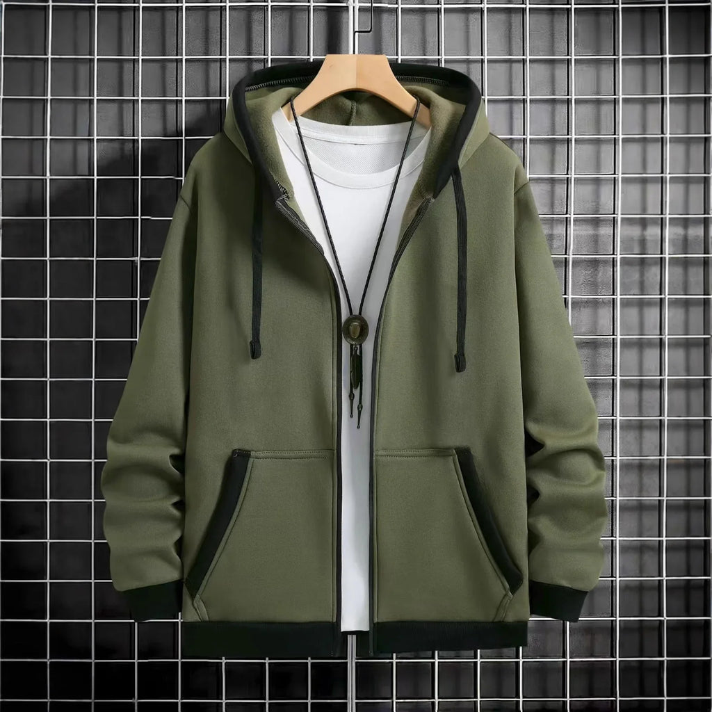 Thickened Men's Hooded Zipper Cardigan Casual Outerwear Fashionable Sweatshirt Autumn Winter New Arrival Cross-Border Style - Matrix Studios