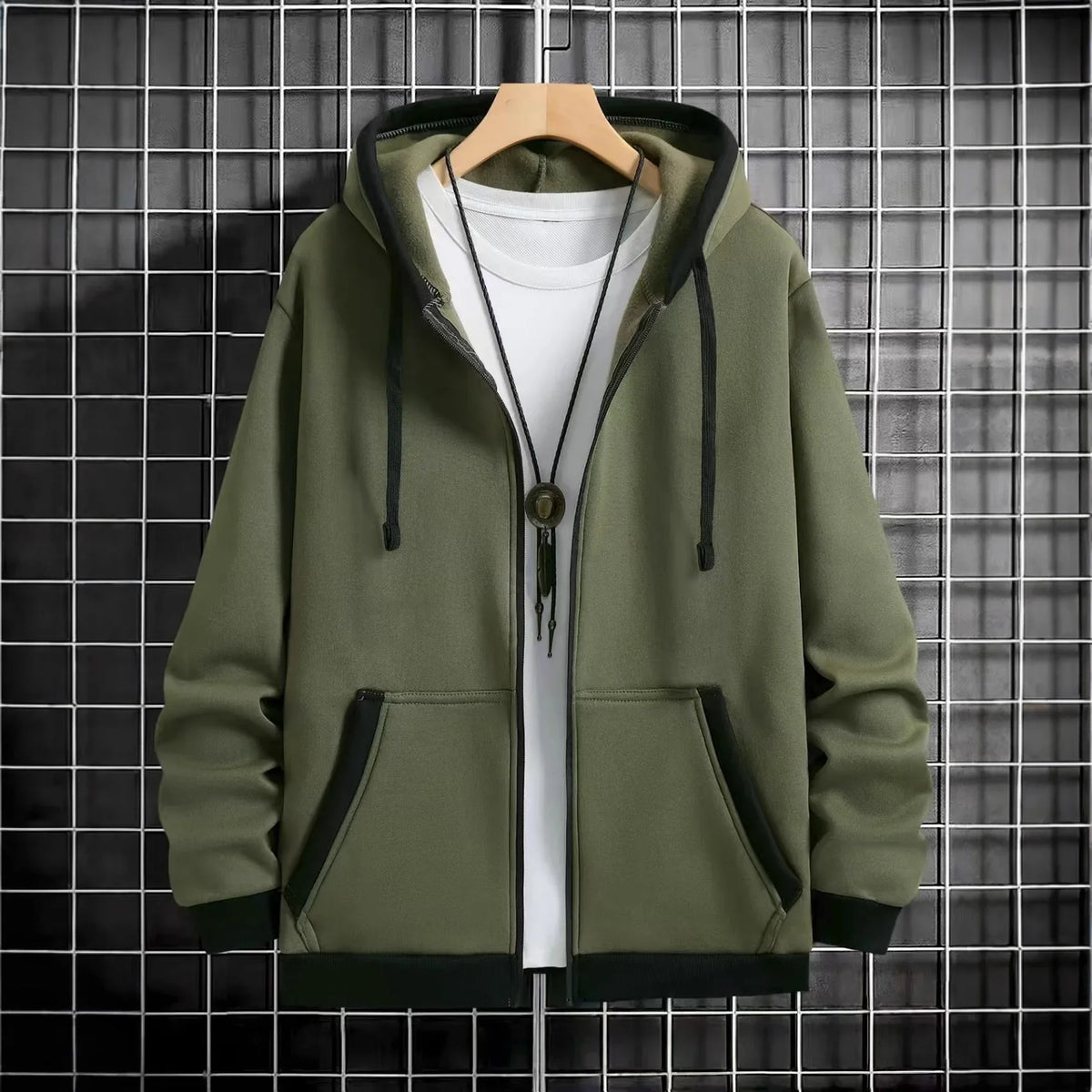 Thickened Men's Hooded Zipper Cardigan Casual Outerwear Fashionable Sweatshirt Autumn Winter New Arrival Cross-Border Style - Matrix Studios