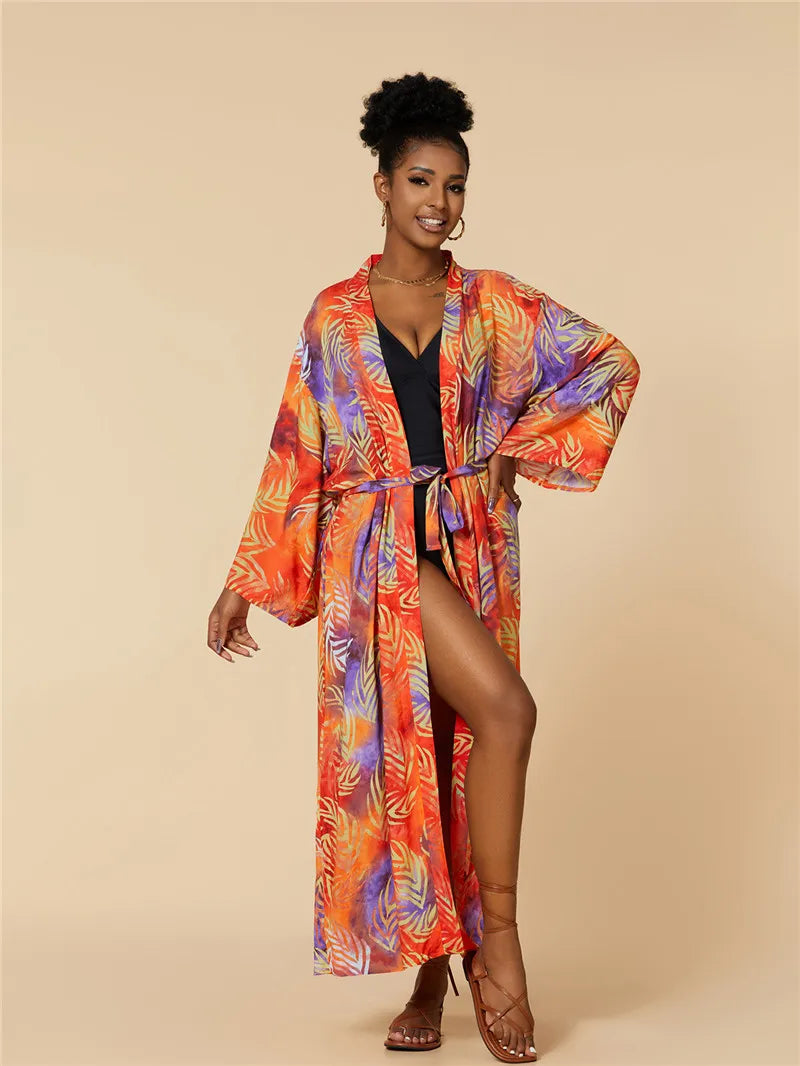 2026 Women Swimsuit Beach Cover Up Dress Sleeve Kaftan Beach Tunic Long Pareos Bikinis Cover Ups Summer Robe Plage Beachwear - Matrix Studios