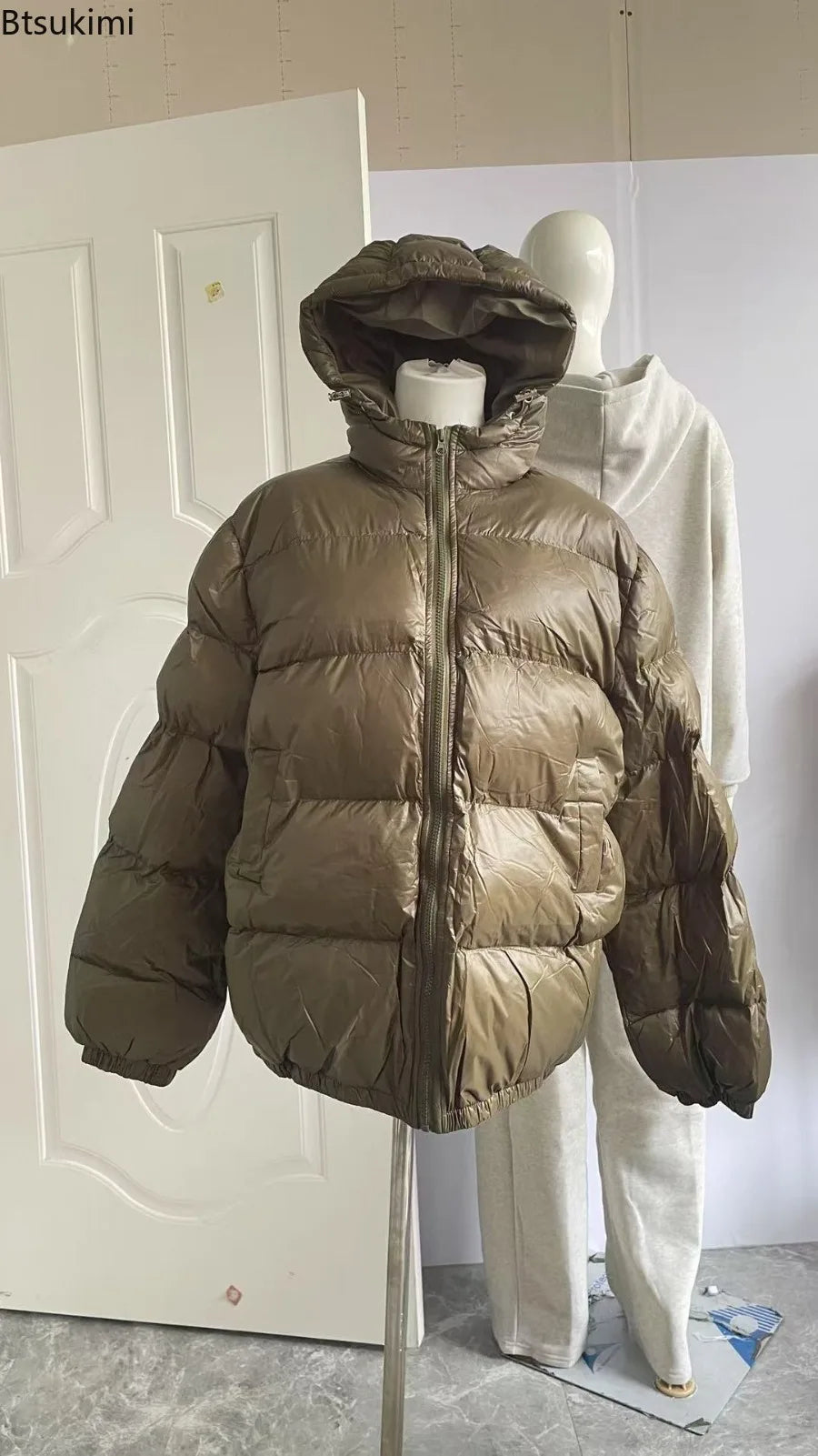 Autumn Winter New Men's Fashion Simple Cotton-padded Coats Casual Zipper Hooded Down Cotton Jackets Solid Cold-proof Warm Parkas - Matrix Studios