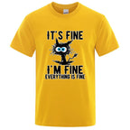 Men's High Quality T-shirt Cotton Blend Funny Cool Cat Printed T-shirt Casual Men Short Sleeve T-shirt for Men T-Shirt Male Top - Matrix Studios