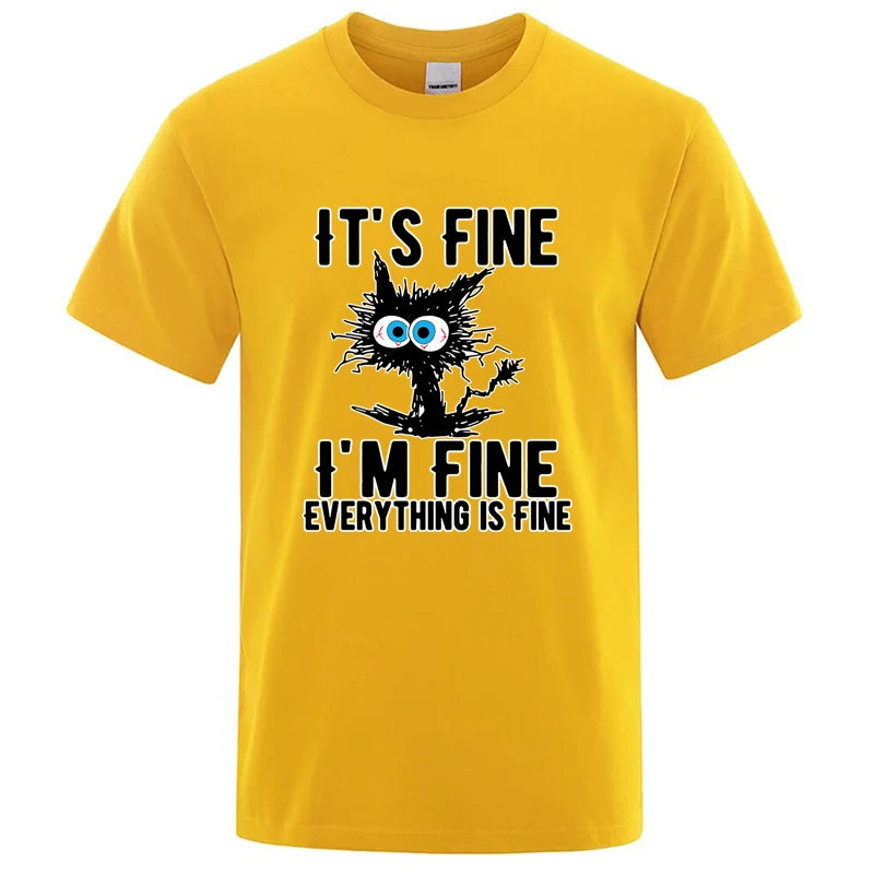 Men's High Quality T-shirt Cotton Blend Funny Cool Cat Printed T-shirt Casual Men Short Sleeve T-shirt for Men T-Shirt Male Top - Matrix Studios