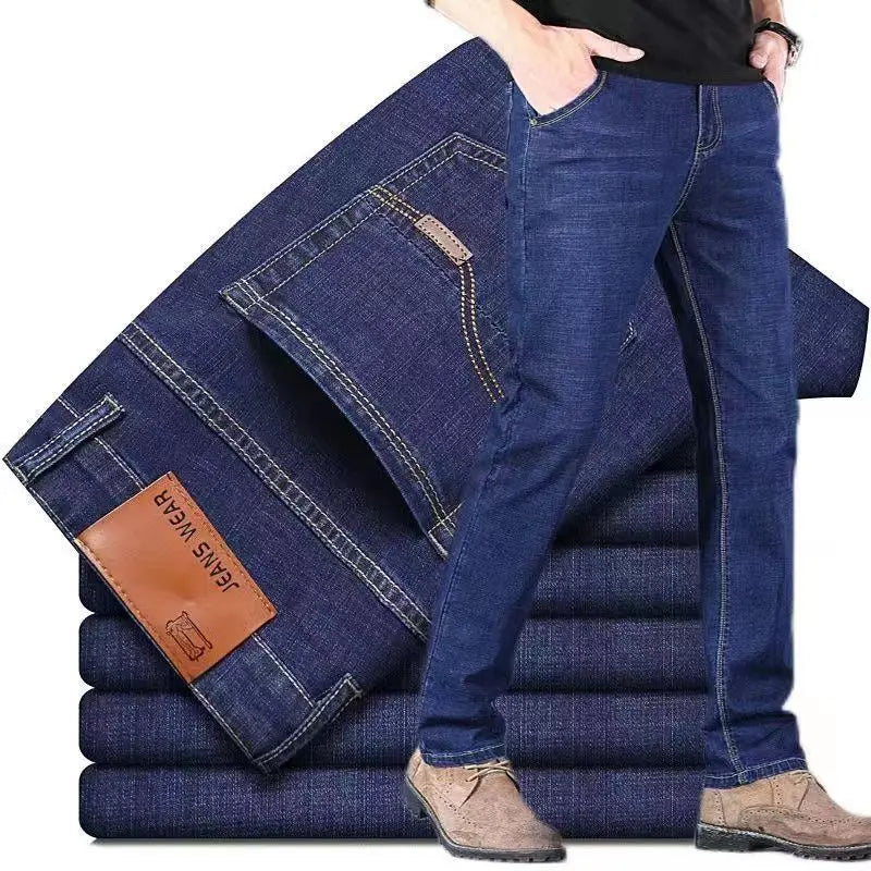 New Men Light Luxury Stretch Slim Fit Pants Comfortable Soft Business Fashion Straight Casual Denim Trousers Male Brand Clothing - Matrix Studios