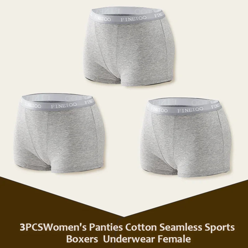3Pcs Women's Panties Cotton Seamless Sports Boxers Underwear Female Solid Color Briefs Lingerie Intimate Underpant Finetoo S-XXL - Matrix Studios