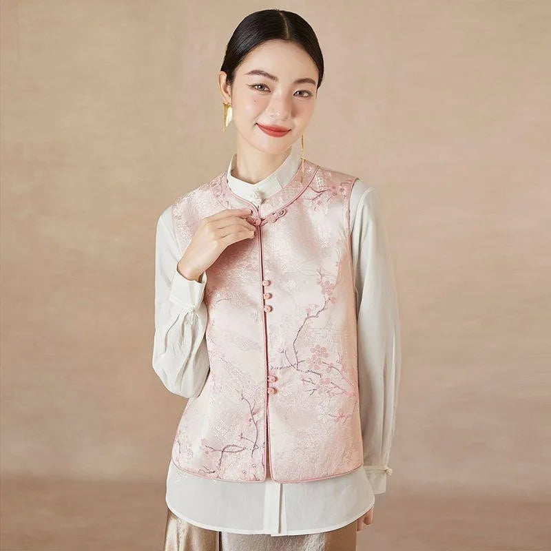 Thin Vest for Women Clothing Ethnic Style Print Vintage Clothes Streetwear Coats Women Jackets Chinese style Casual Summer - Matrix Studios