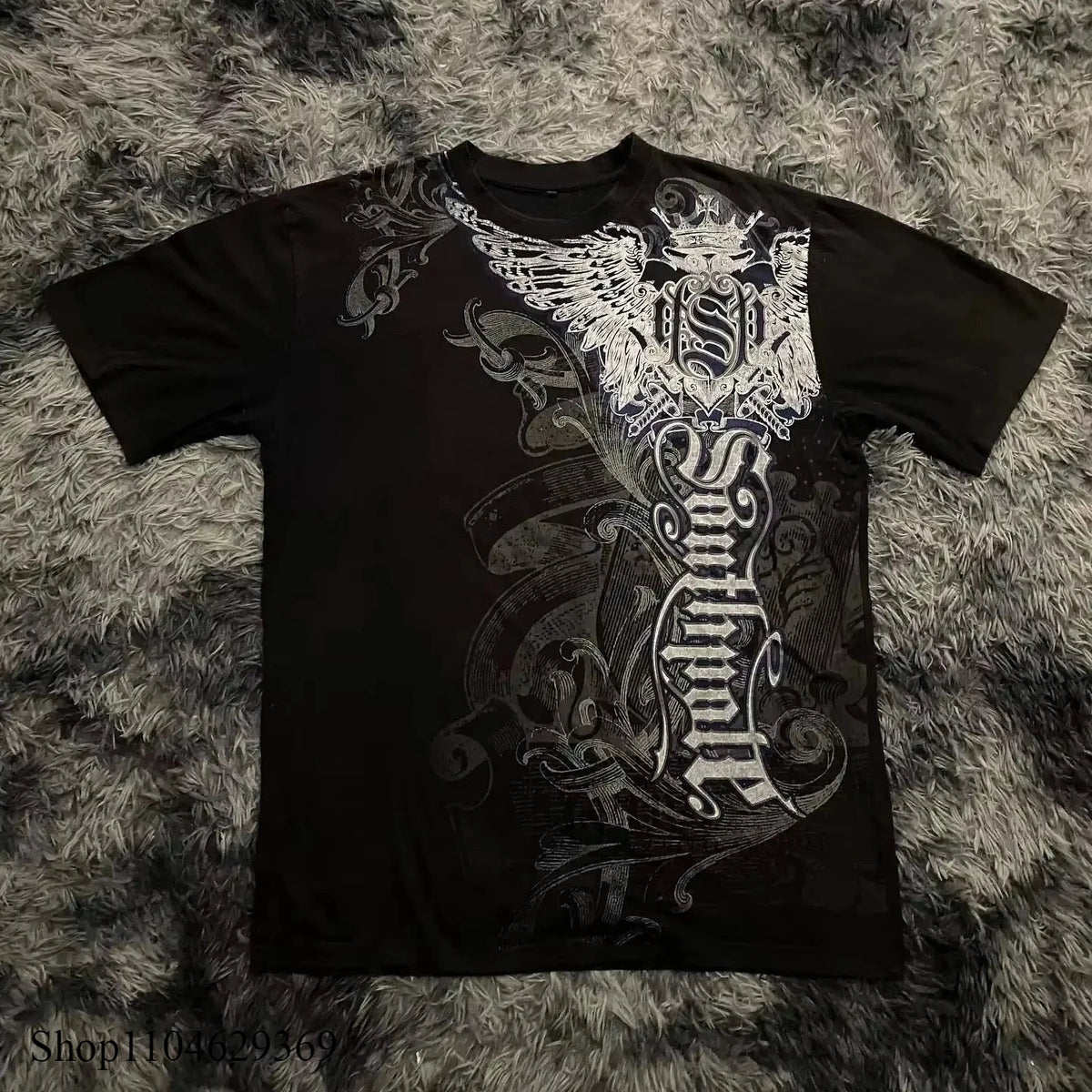 Classic Y2K Gothic Style T-shirt Print Oversized T Shirt High Street Shirts Gothic Round Neck Cotton Tops New Mens Women T Shirt - Matrix-studios.com