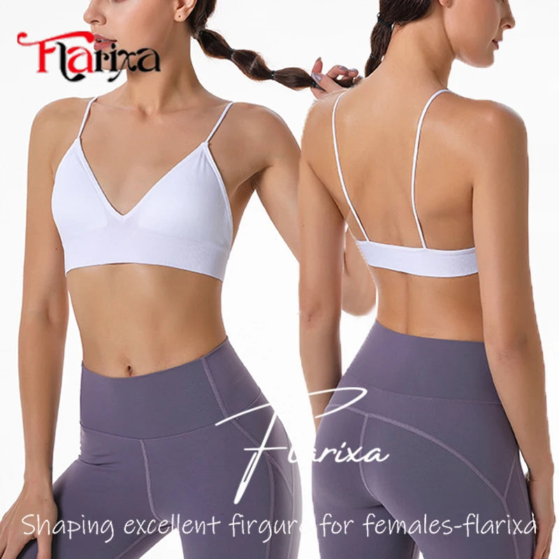 Flarixa Triangle Cup Deep V Neck Bralettes Camisole Bra for Woman Yoga Top Corset With Push Up Effect Soft Underwear Lingerie - Matrix Studios