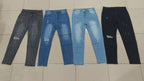 Men's American Retro Hole-Punched Stretch Slim Fit Jeans Zipper Casual Streetwear Denim Pants Classic Black Blue Skinny Trousers - Matrix Studios