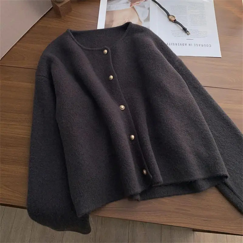 Autumn Women Cardigan Sweater Solid Casual Warm Outerwear Knitwear Tops Elegant Korean Single-breasted Ladies Sweater Clothing - Matrix Studios