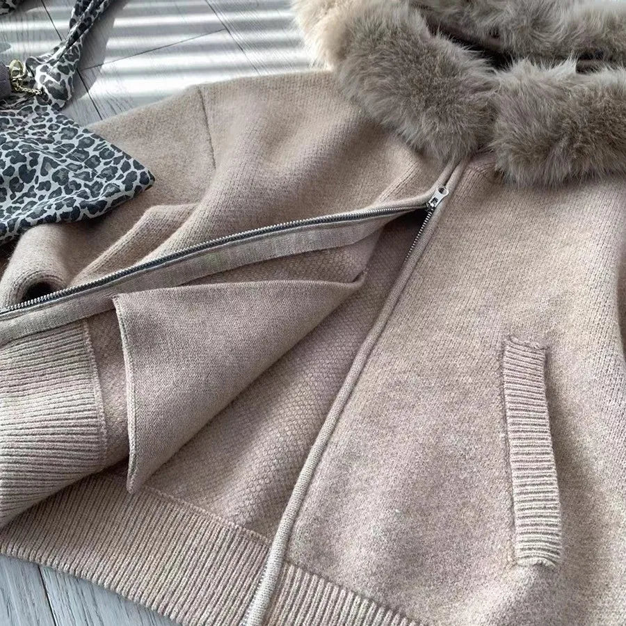 Big Cllar Sweater Cardigan Jacket for Women, The Latest Autumn / Winter Loose Fit Slimming Knit Sweater for 2025 - Matrix Studios