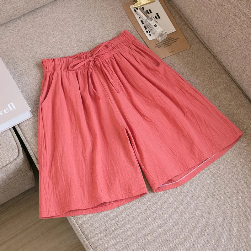 2026 Women Cotton Shorts Summer Casual Solid Two Pockets Shorts High Waist Loose Shorts for Girls Soft Cool Female Shorts - Matrix Studios