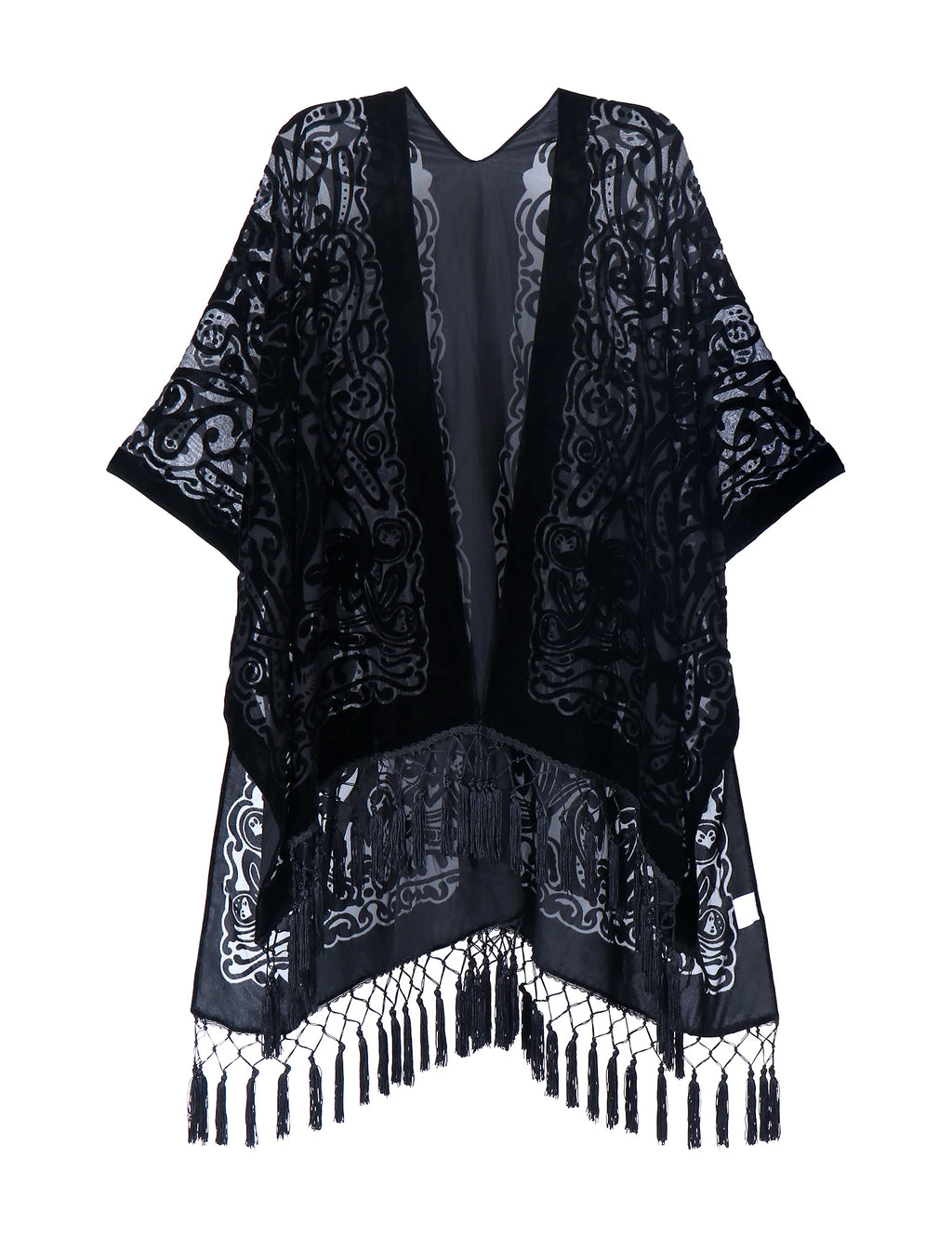 MJSERECA New Bohemian Burnt Plush Kimono for Woman Long Cardigan With tassel Beach Cover-up Casual Cardigan Shawl Chiffon Shirt - Matrix Studios