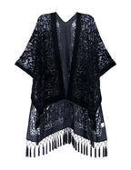 MJSERECA New Bohemian Burnt Plush Kimono for Woman Long Cardigan With tassel Beach Cover-up Casual Cardigan Shawl Chiffon Shirt - Matrix Studios