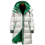 New Winter Jacket Men's Long Luxury Business Thickened Down Cotton Warm Parkas Men's Street Snow Cold-proof Hooded Padded Coat - Matrix Studios