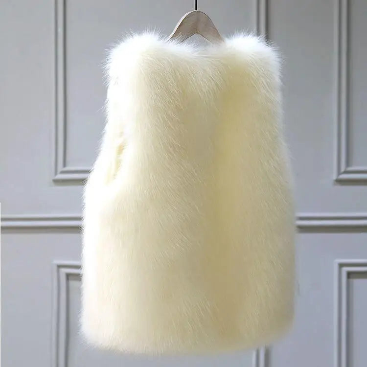 2025 Women's Thickened Warm Fox Fur Vest Spring Autumn Outerwear Cotton Lined Versatile Slimming Faux Fur Backless Tank Top - Matrix Studios