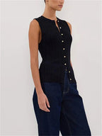 Tossy Summer Knitwear Ribbed Cardigan Top Female Sleeveless Solid Fashion Patchwork Y2k Cropped Top Women's Knit Cardigan Coat - Matrix Studios